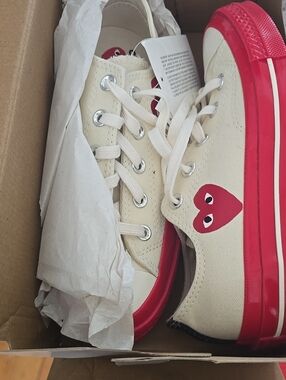 Canvas Low-Top Sneakers with Red Heart Accent